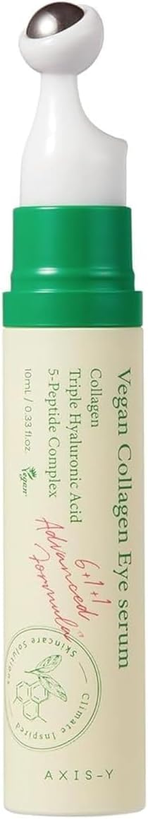 AXIS-Y Vegan Collagen Eye Serum 10ml - K Beauty Triple Hyaluronic Acid & Peptide Collagen Serum for Skin Elasticity, Reduce Fine Lines & Dark Circles - Vegan Korean Skin Care Eye Cream - 0.33 fl. oz.